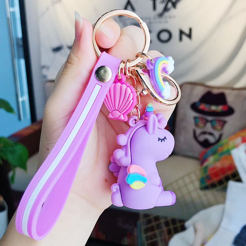 Cute Unicorn Pony Key Rings Purple