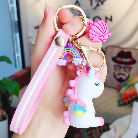 Cute Unicorn Pony Key Rings White