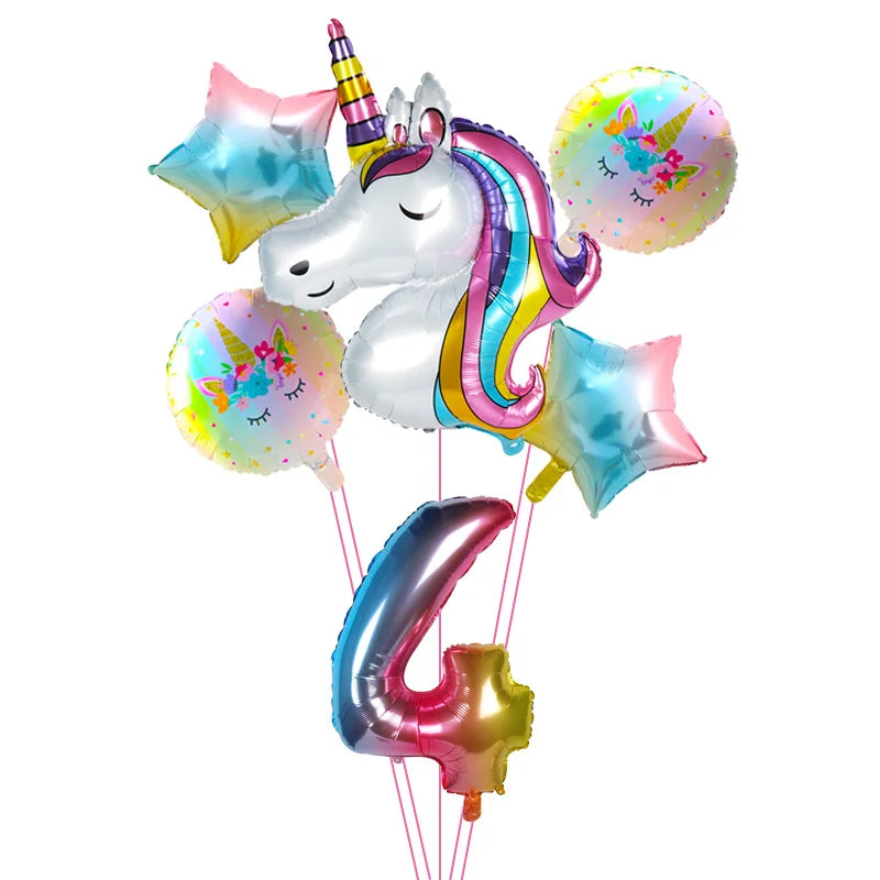 Rainbow Unicorn Foil Balloons