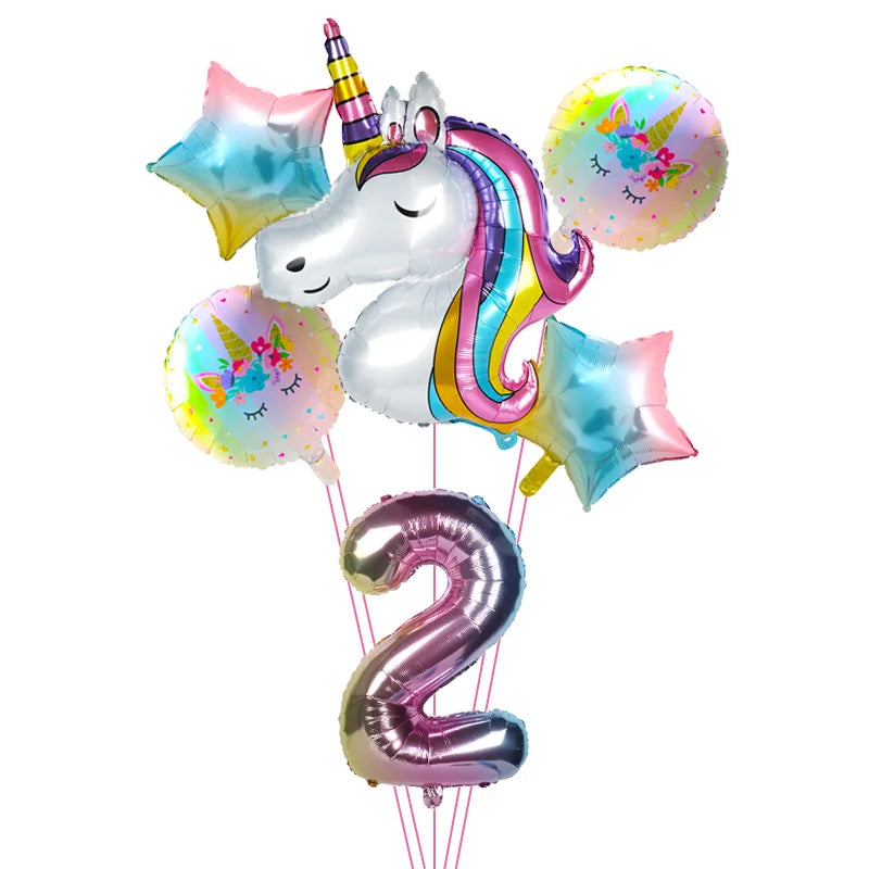 Rainbow Unicorn Foil Balloons