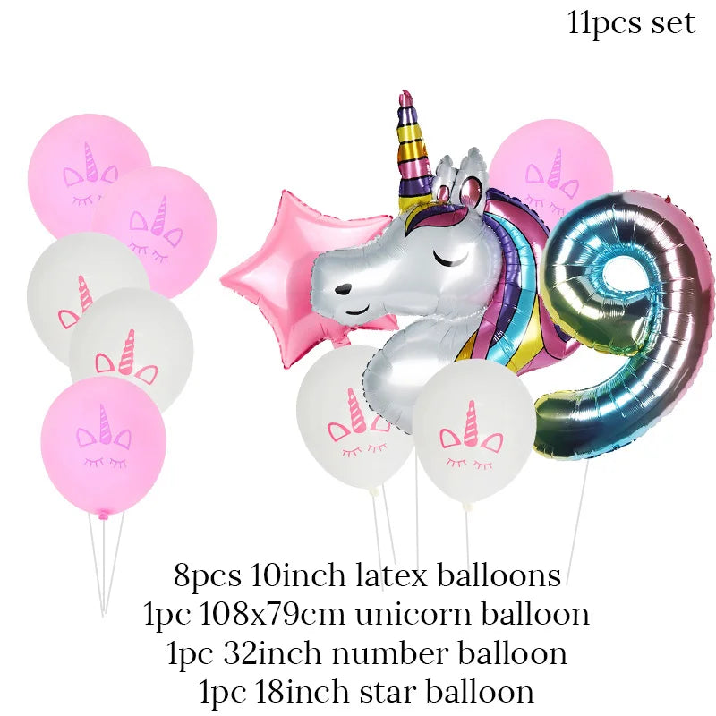 Rainbow Unicorn Foil Balloons