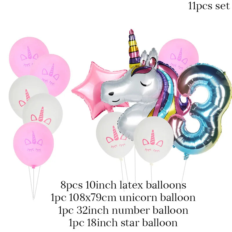 Rainbow Unicorn Foil Balloons