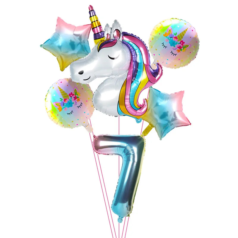 Rainbow Unicorn Foil Balloons