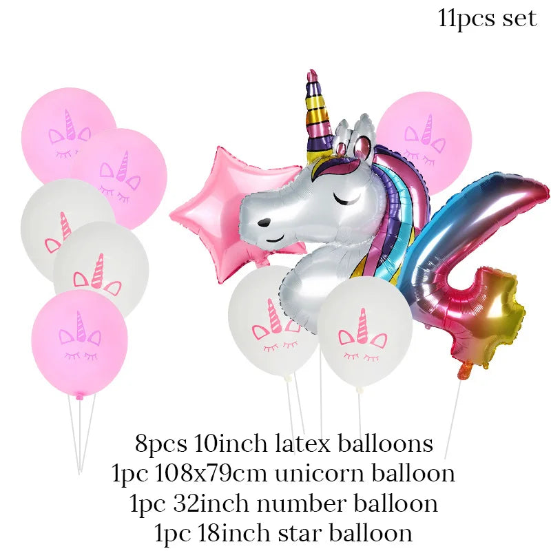 Rainbow Unicorn Foil Balloons