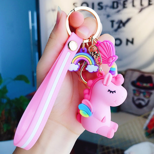 Cute Unicorn Pony Key Rings Dark Pink