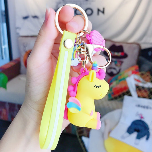 Cute Unicorn Pony Key Rings Yellow