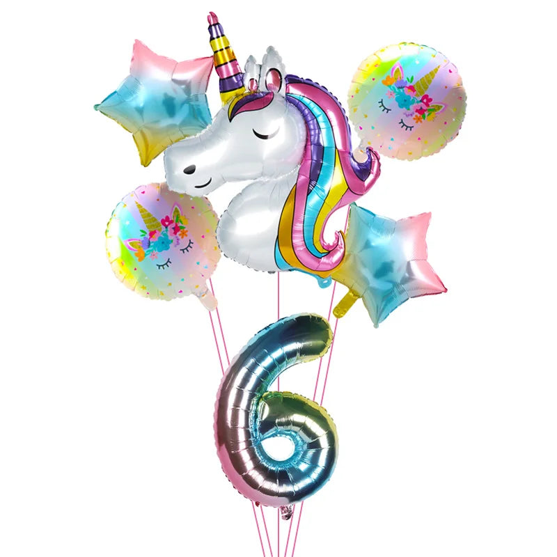 Rainbow Unicorn Foil Balloons