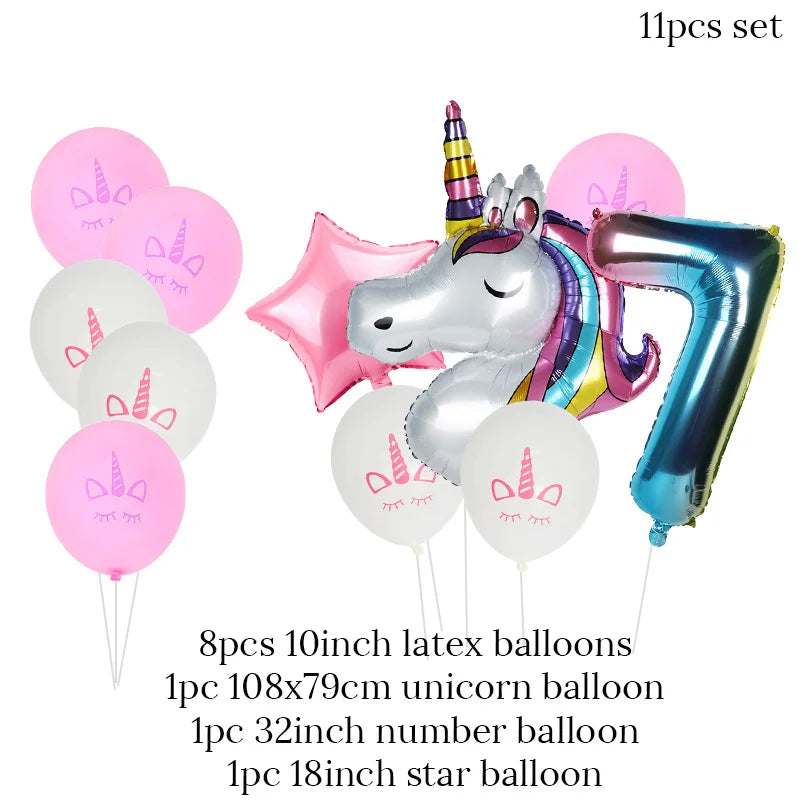 Rainbow Unicorn Foil Balloons