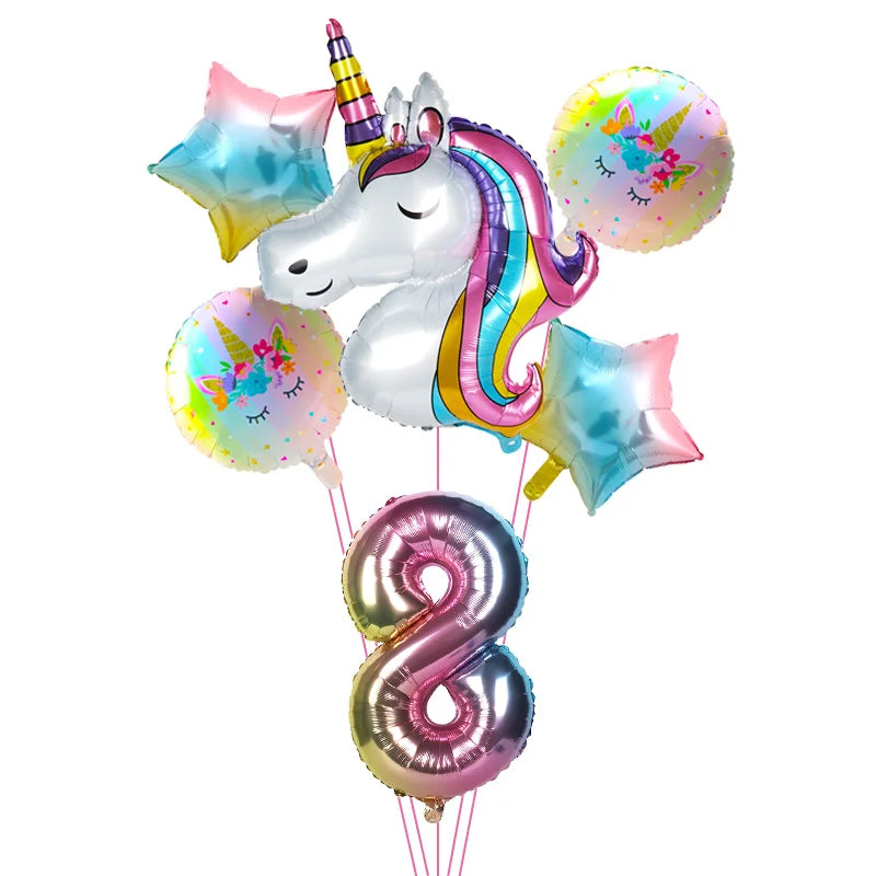 Rainbow Unicorn Foil Balloons