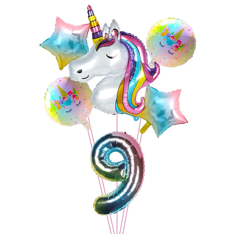 Rainbow Unicorn Foil Balloons