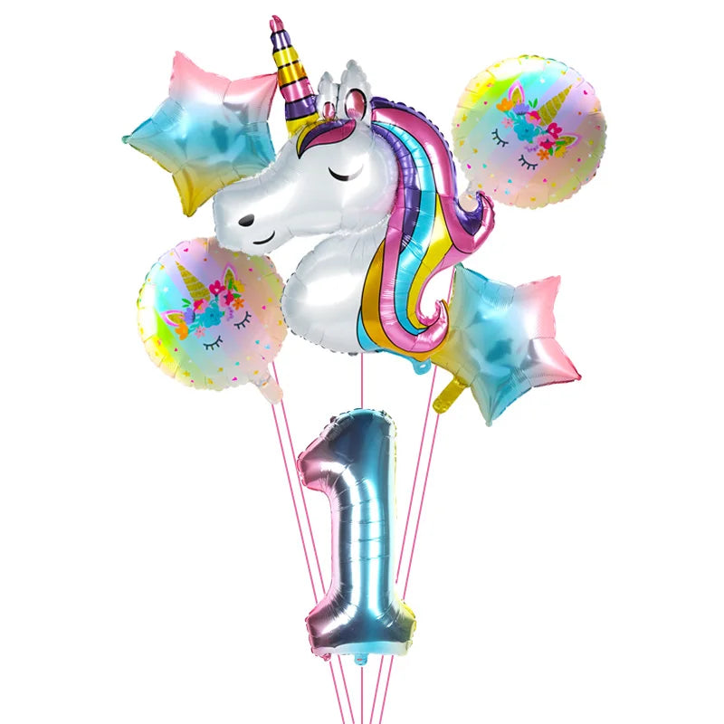 Rainbow Unicorn Foil Balloons