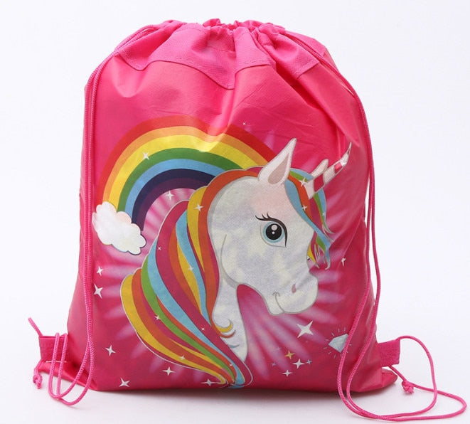 1pc  Unicorn Theme Drawstring Bag Red Rainbow