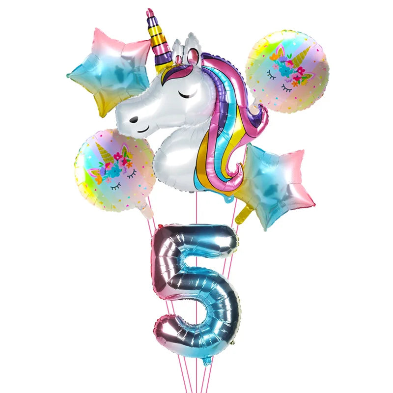 Rainbow Unicorn Foil Balloons