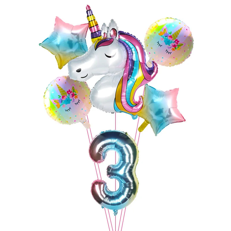 Rainbow Unicorn Foil Balloons