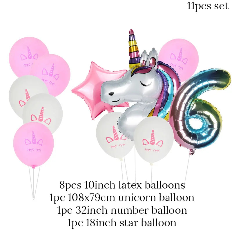 Rainbow Unicorn Foil Balloons