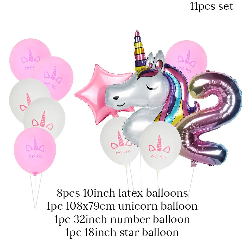 Rainbow Unicorn Foil Balloons