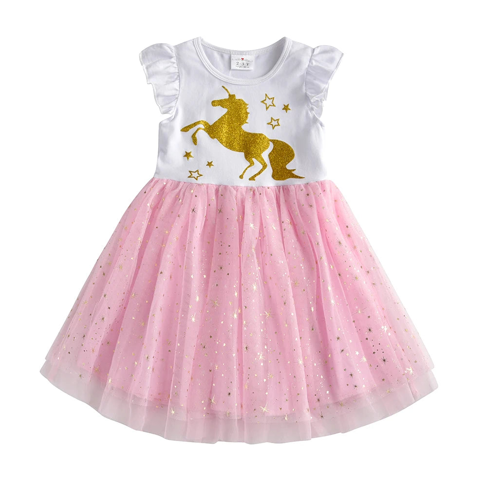 Pretty Summer Unicorn Dresses Ages 3-8 Years