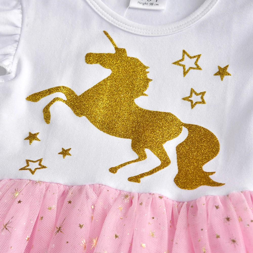 Pretty Summer Unicorn Dresses Ages 3-8 Years