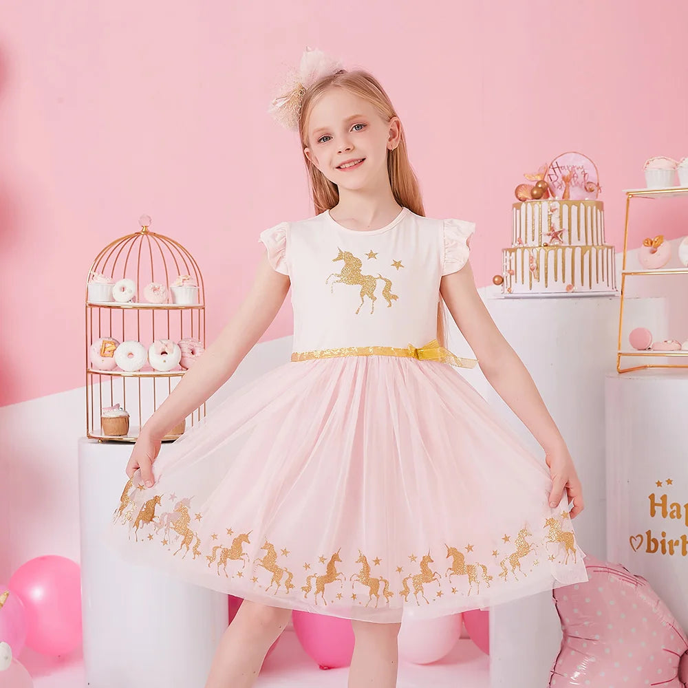 Pretty Summer Unicorn Dresses Ages 3-8 Years