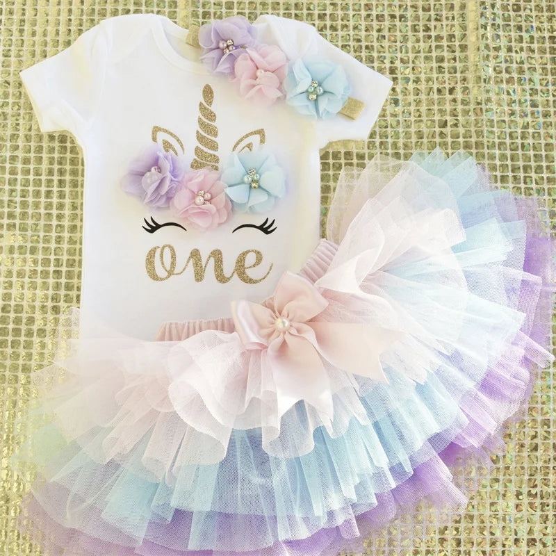 Baby Girl Unicorn Party Tutu for One Year Old