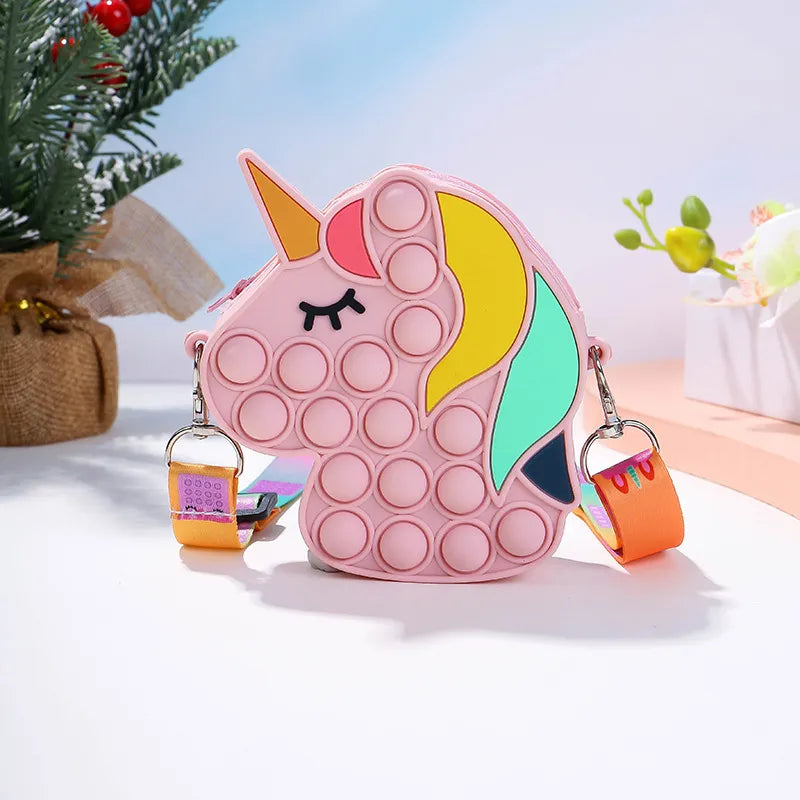 Unicorn Messenger Bag with Anti-Stress Push Bubble