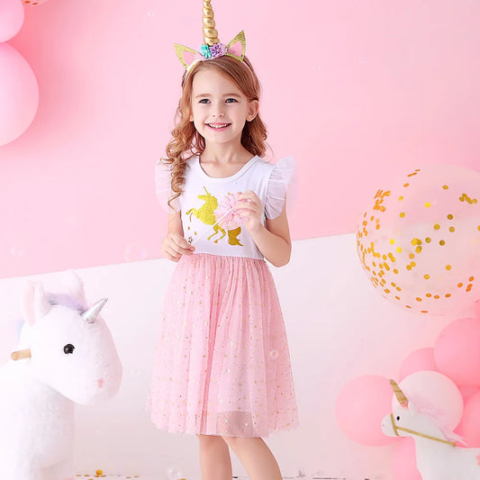 Pretty Summer Unicorn Dresses Ages 3-8 Years