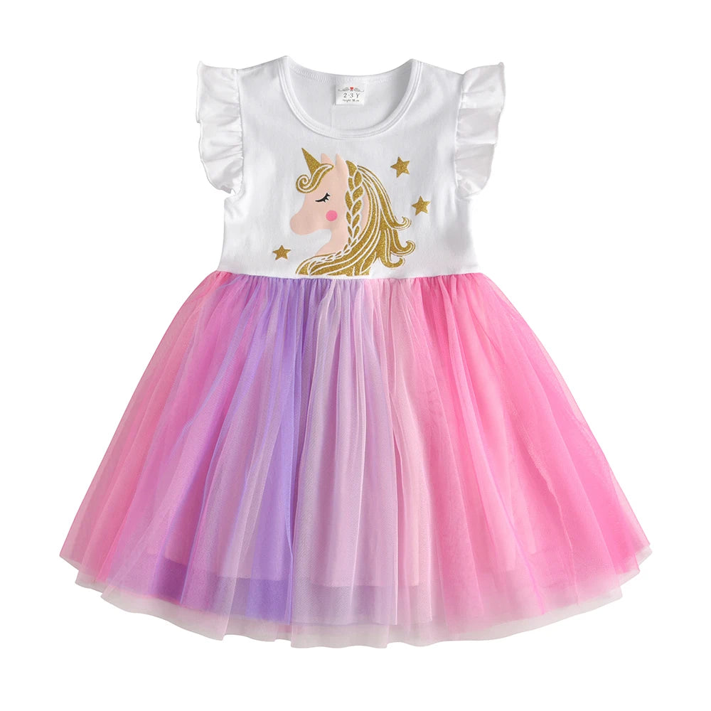 Pretty Summer Unicorn Dresses Ages 3-8 Years