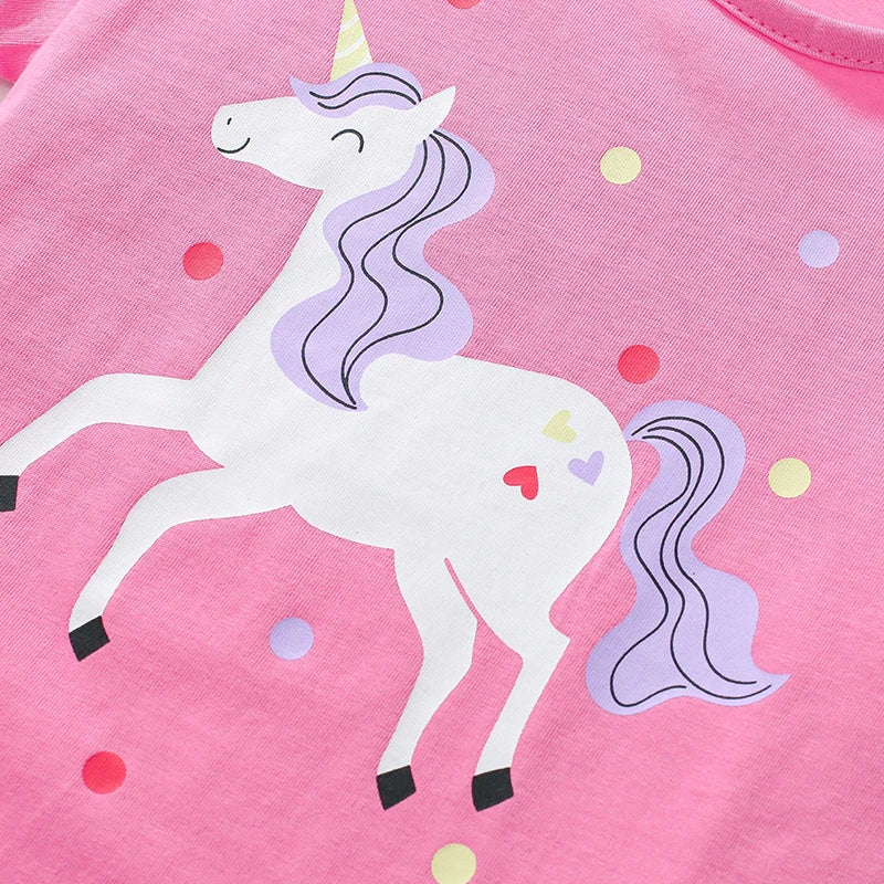 Summer Unicorn Print Short Sleeve T-shirt