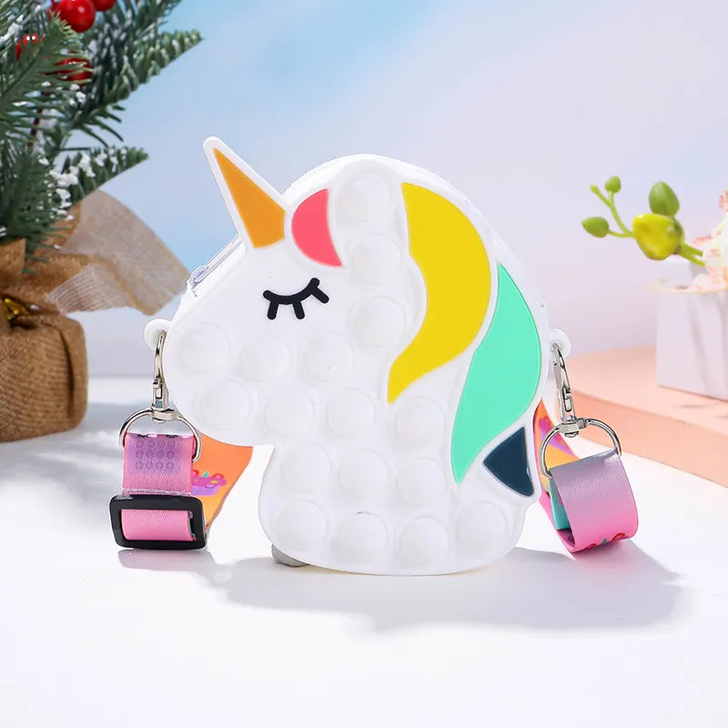 Unicorn Messenger Bag with Anti-Stress Push Bubble