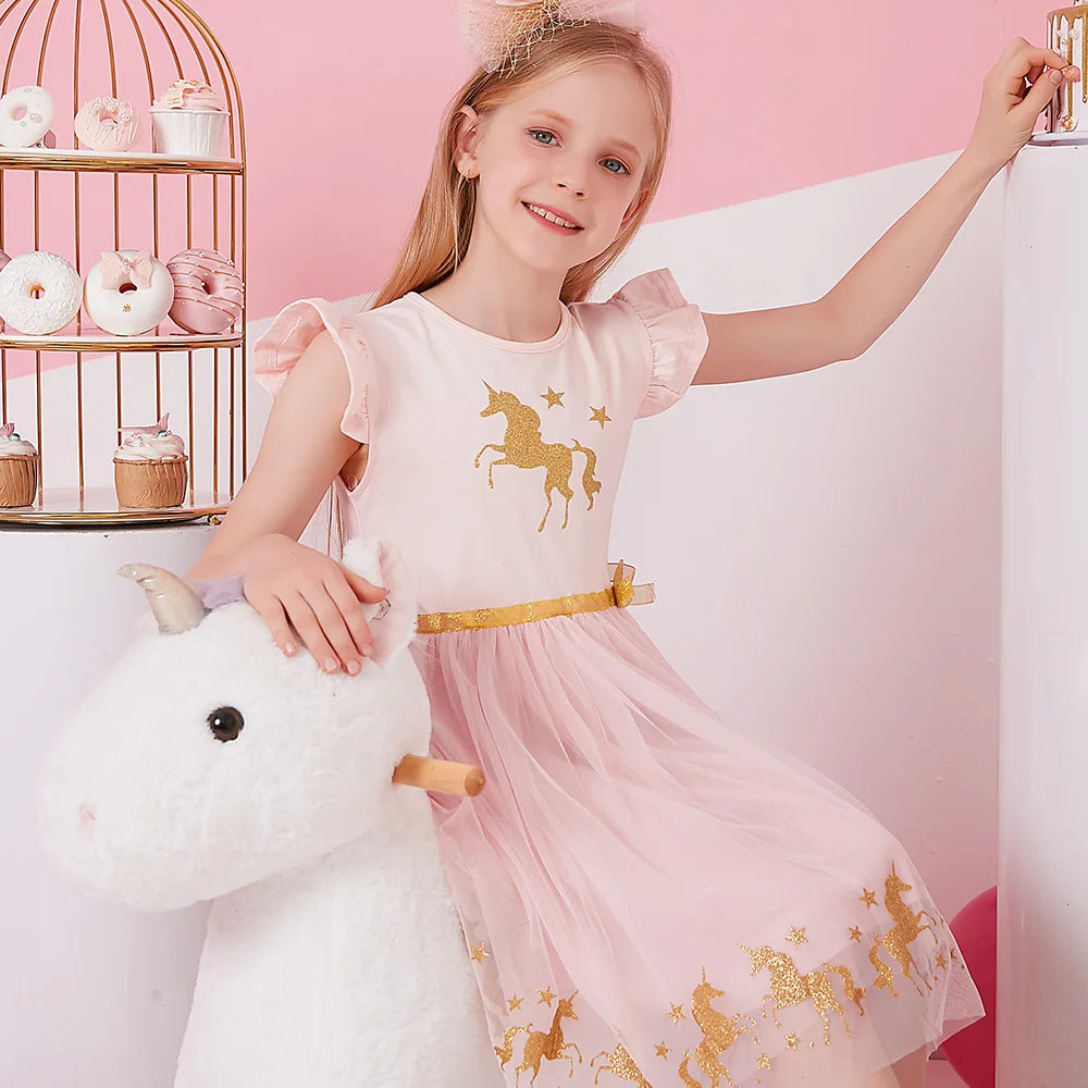 Pretty Summer Unicorn Dresses Ages 3-8 Years