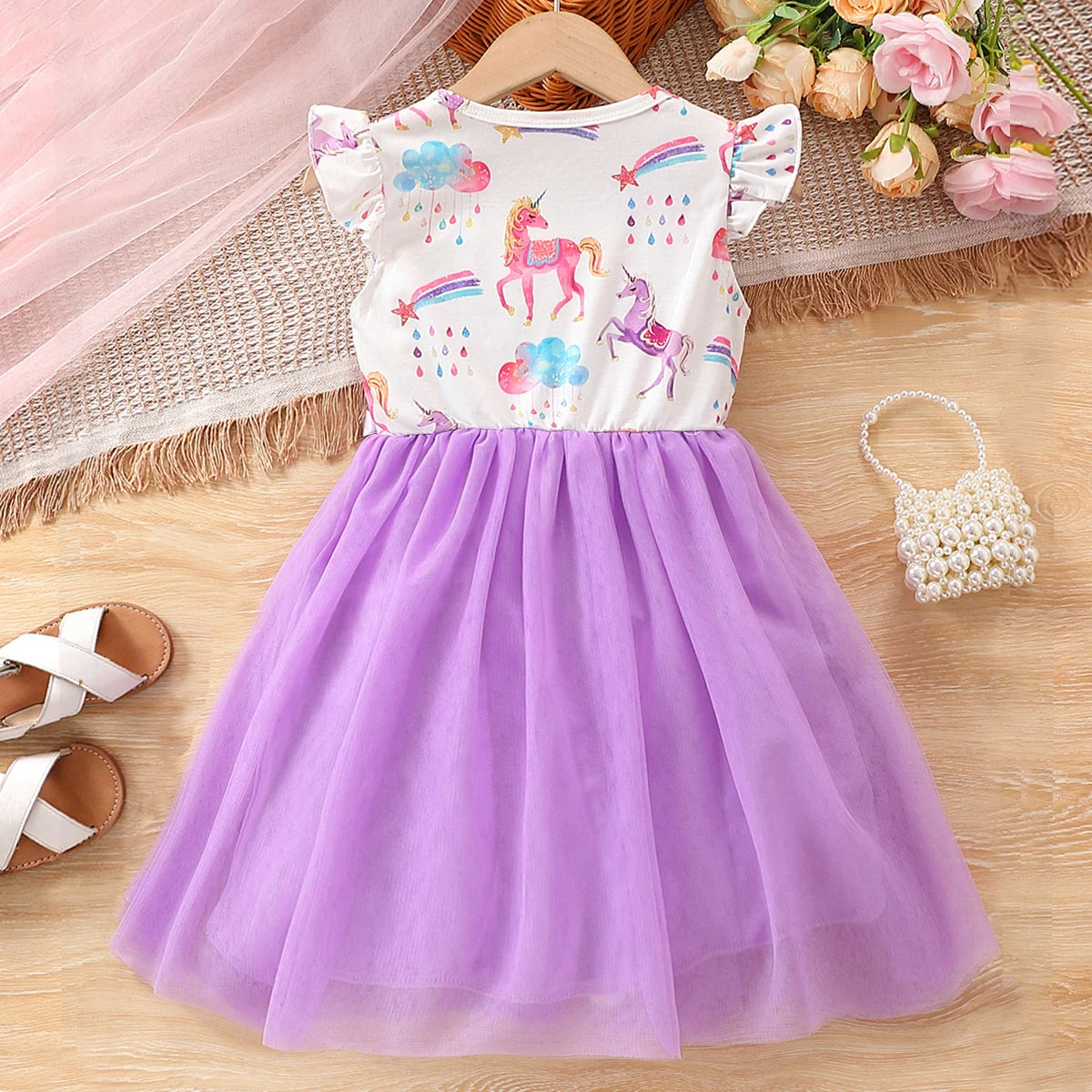 Pretty Unicorn Summer Party Dresses for Ages 2-8 Years