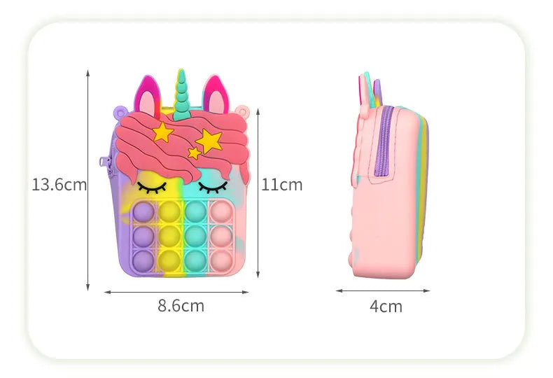 Unicorn Messenger Bag with Anti-Stress Push Bubble