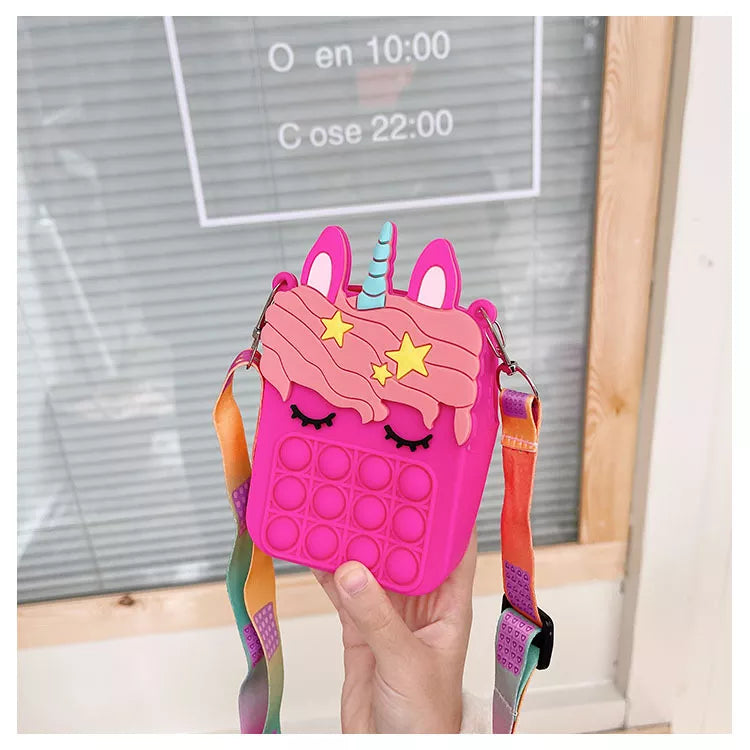 Unicorn Messenger Bag with Anti-Stress Push Bubble