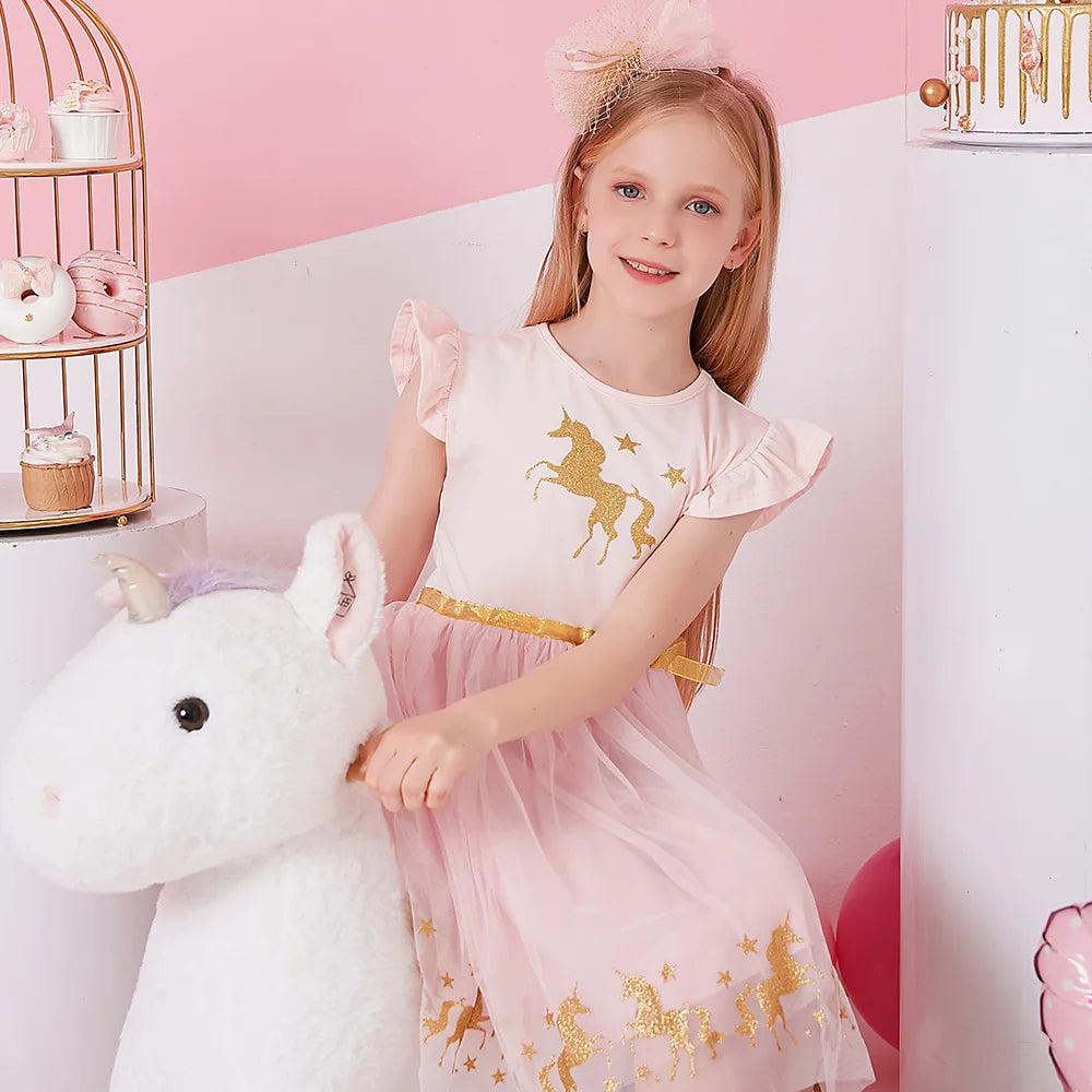 Pretty Summer Unicorn Dresses Ages 3-8 Years