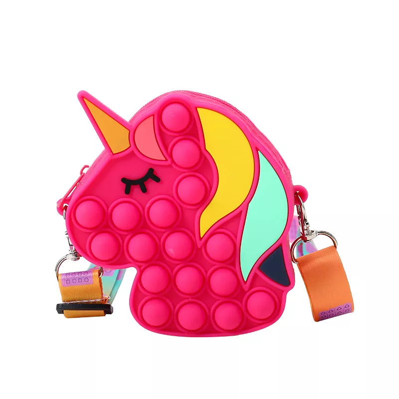 Unicorn Messenger Bag with Anti-Stress Push Bubble