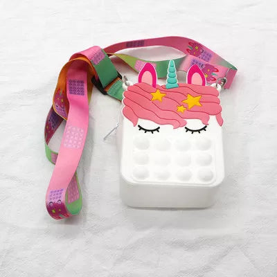 Unicorn Messenger Bag with Anti-Stress Push Bubble