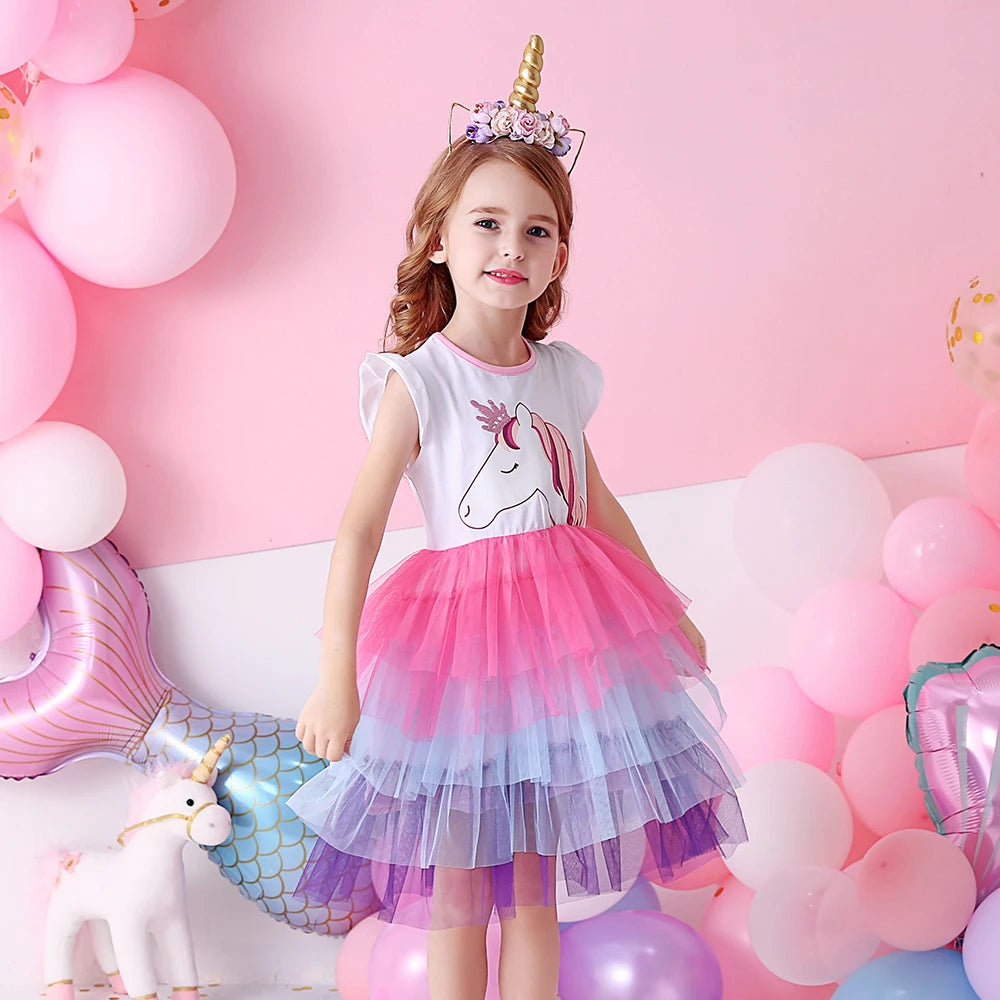 Pretty Summer Unicorn Dresses Ages 3-8 Years