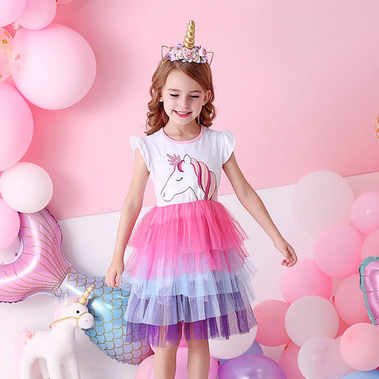 Pretty Summer Unicorn Dresses Ages 3-8 Years