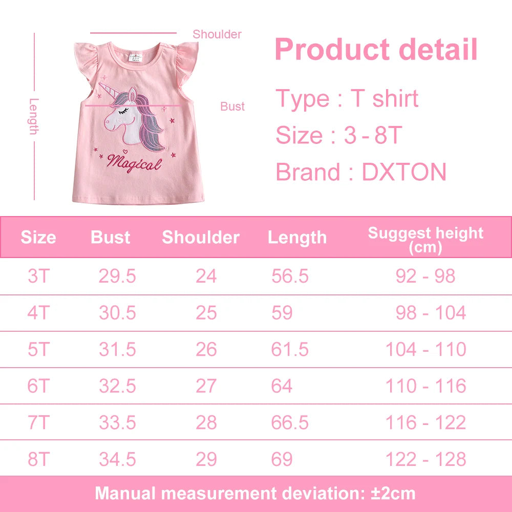 Flared Sleeve T Shirt with Unicorn Embroidery