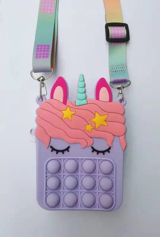 Unicorn Messenger Bag with Anti-Stress Push Bubble