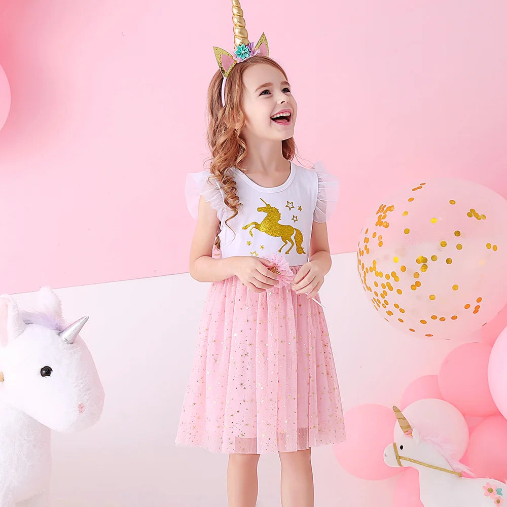 Pretty Summer Unicorn Dresses Ages 3-8 Years