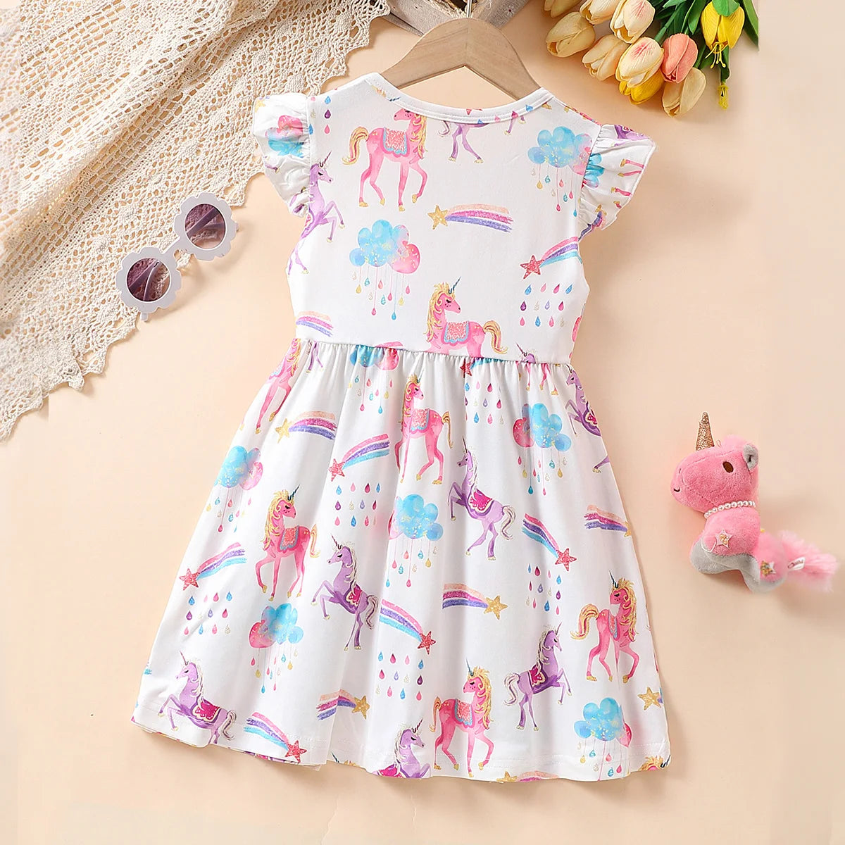 Pretty Unicorn Summer Party Dresses for Ages 2-8 Years