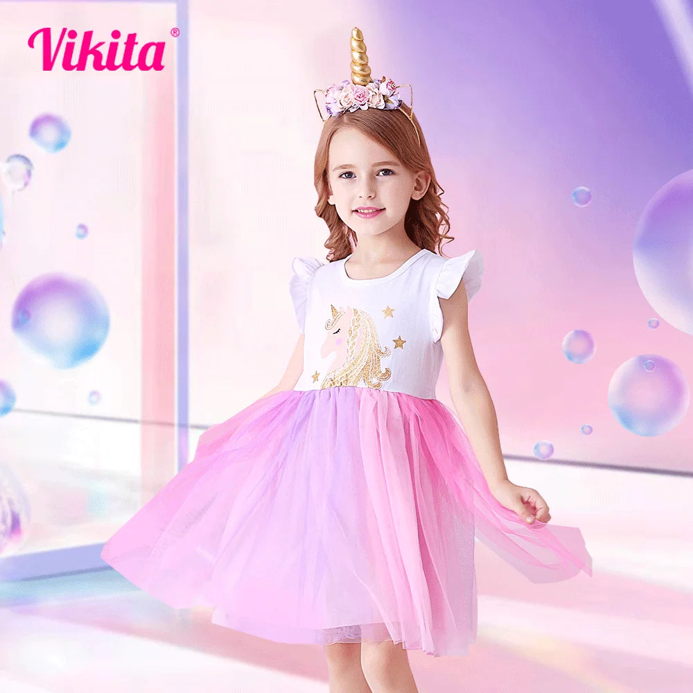 Pretty Summer Unicorn Dresses Ages 3-8 Years