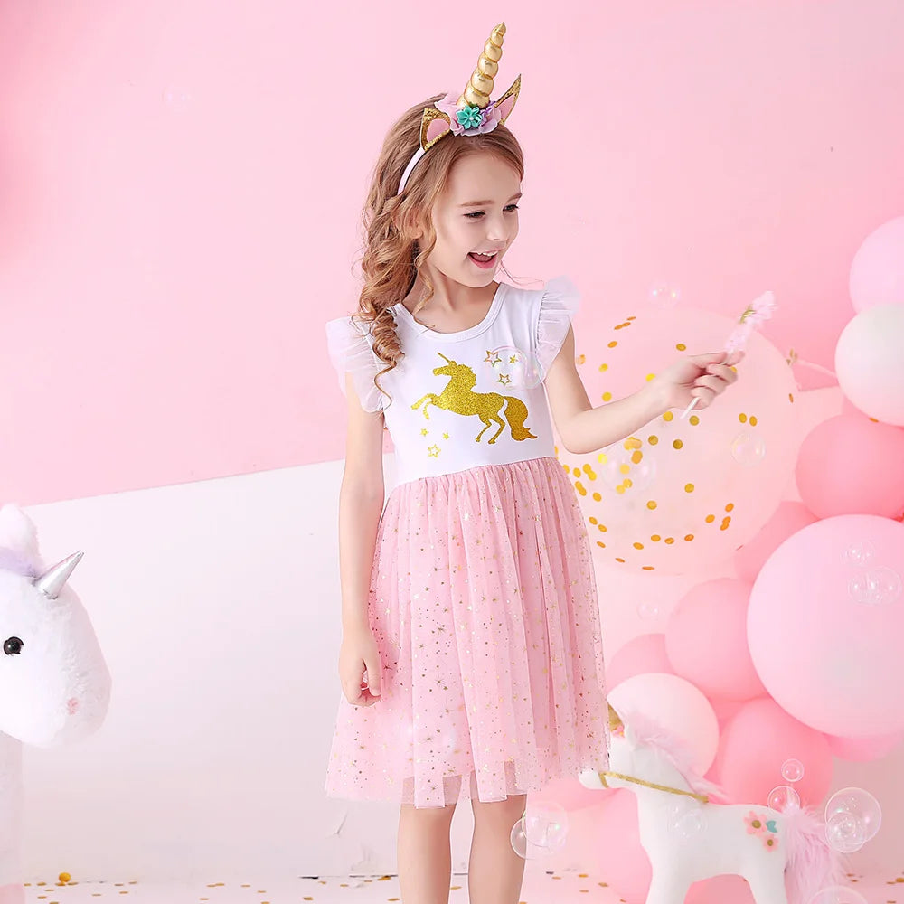 Pretty Summer Unicorn Dresses Ages 3-8 Years