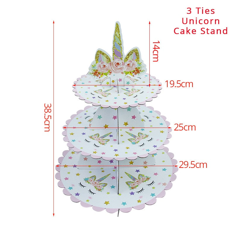 Unicorn Party Supplies Disposable Tableware Set for Childrens Party - 1 pcs cake stand