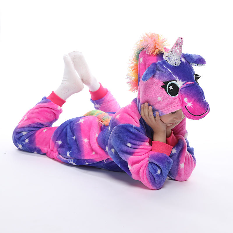 Unicorn Jumpsuits for Girls and Boys Purple Starry