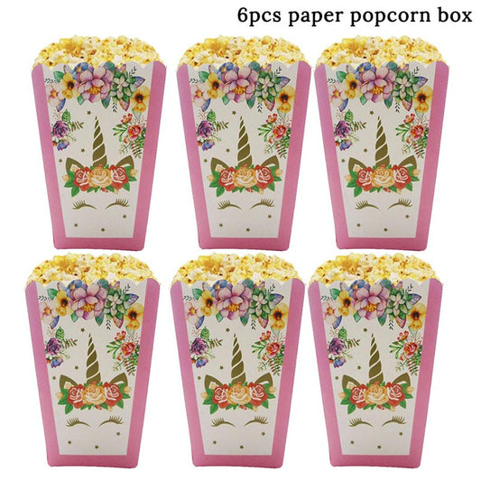 Unicorn Party Supplies - 6pcs Popcorn Box