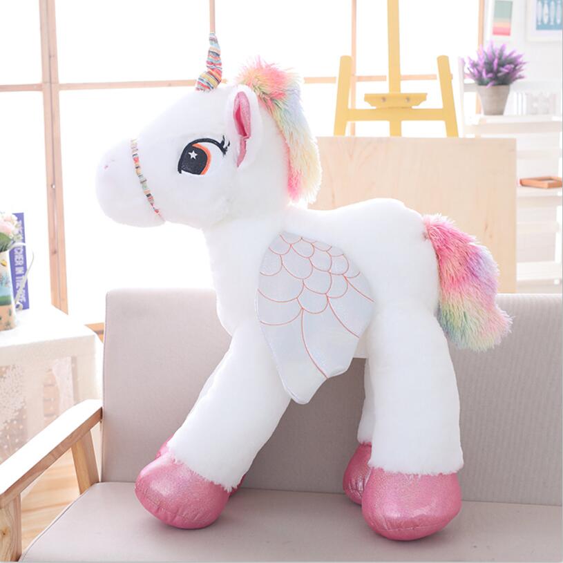 Soft Unicorn Toy in Pink, Blue or White