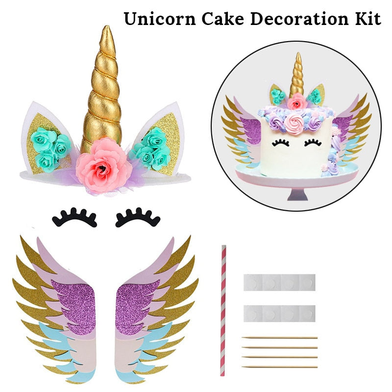 Unicorn Cake Topper Gold with Wings