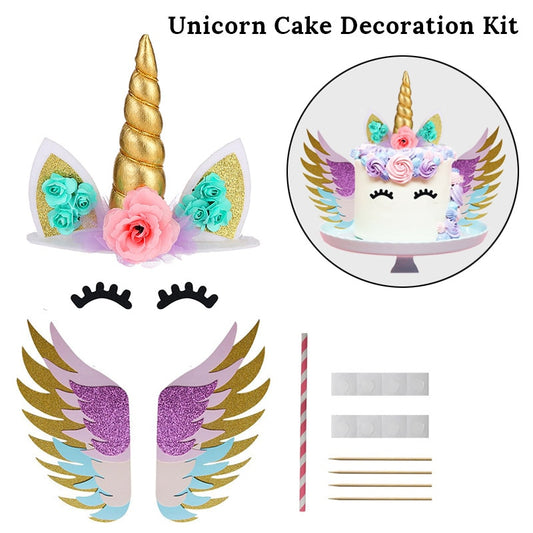 Unicorn Cake Topper Gold with Wings